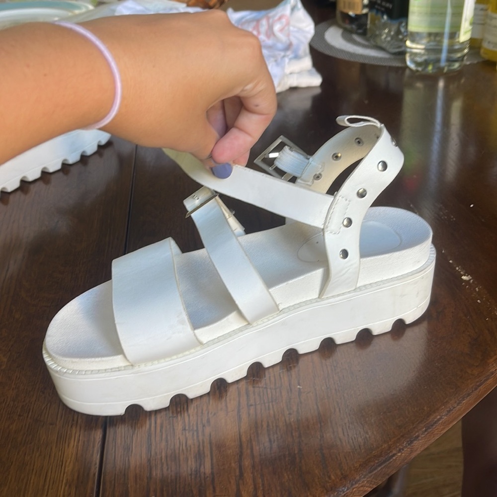 White Studded Platform Sandals. - image 2